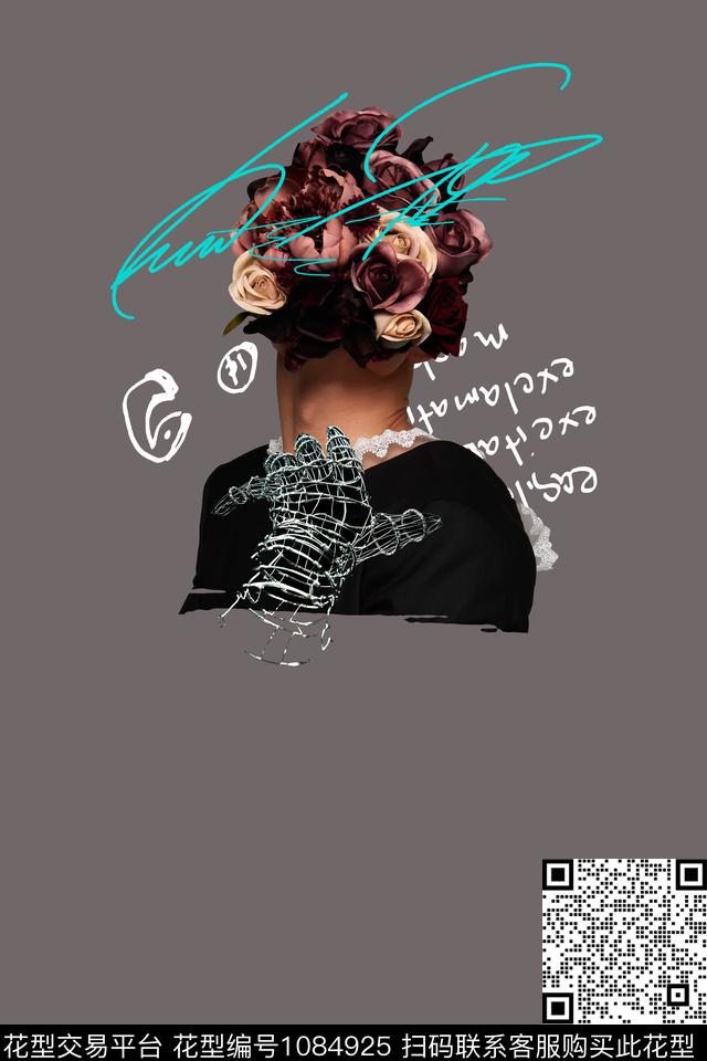 涂鸦人物大牌风数码印花华亿平台下载（图片编号: 1084925） - 瓦栏（Walan）