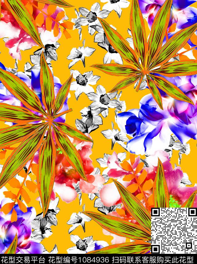 数码华亿平台彩底花卉花卉数码印花华亿平台下载（图片编号: 1084936） - 瓦栏（Walan）