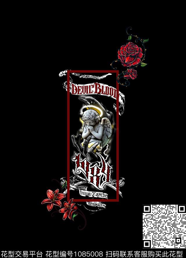 手绘花朵叶子复古丝带几何石膏小天使数码印花华亿平台下载（图片编号: 1085008） - 瓦栏（Walan）