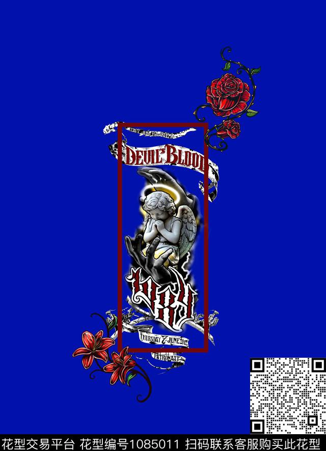 手绘花朵叶子复古丝带几何石膏小天使数码印花华亿平台下载（图片编号: 1085011） - 瓦栏（Walan）