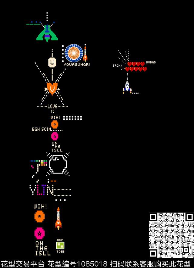 线条卡通手绘蜜蜂彩色字母数码印花华亿平台下载（图片编号: 1085018） - 瓦栏（Walan）