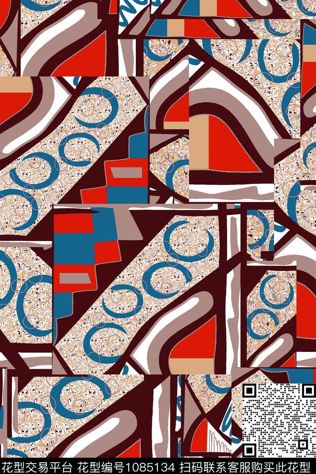 几何大牌风数码印花华亿平台下载（图片编号: 1085134） - 瓦栏（Walan）
