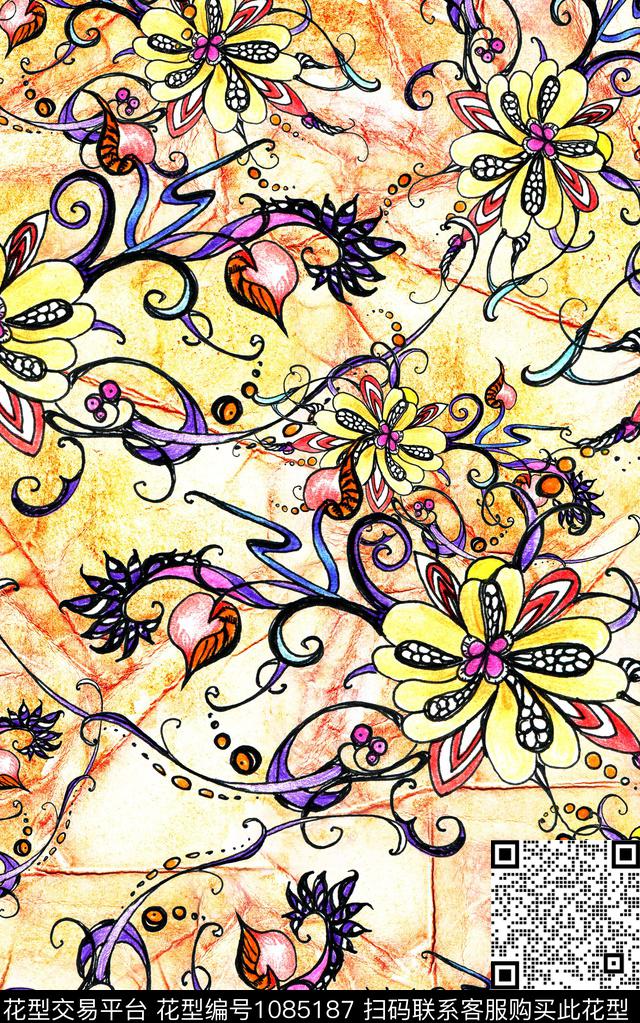 小碎花肌理抽象数码印花华亿平台下载（图片编号: 1085187） - 瓦栏（Walan）