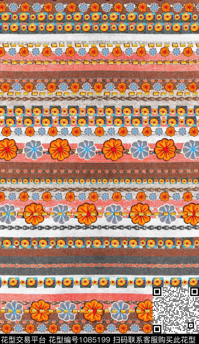 数码华亿平台民族风定位花数码印花华亿平台下载（图片编号: 1085199） - 瓦栏（Walan）