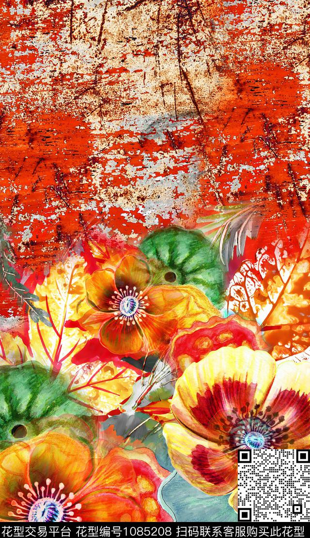 数码华亿平台花卉定位花数码印花华亿平台下载（图片编号: 1085208） - 瓦栏（Walan）