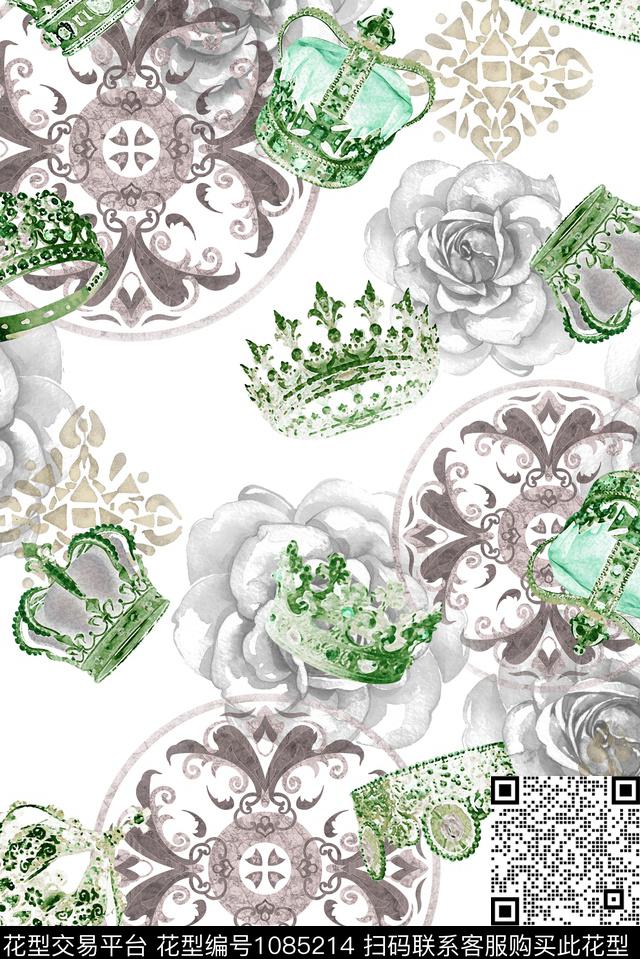 朦胧花卉男装王冠数码印花华亿平台下载（图片编号: 1085214） - 瓦栏（Walan）