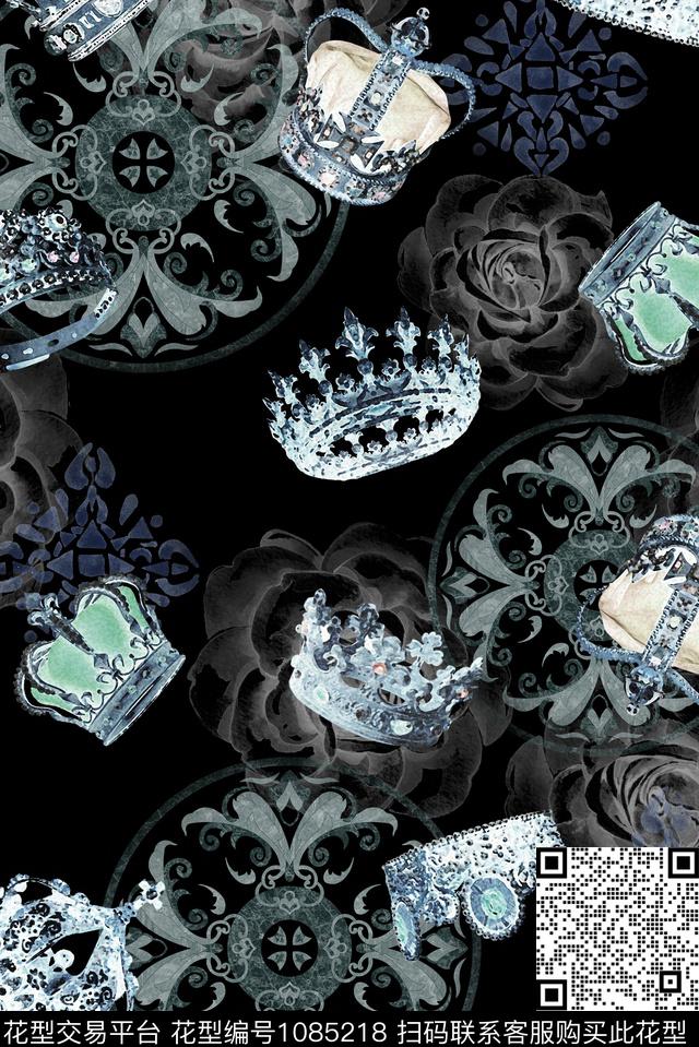 朦胧花卉男装王冠数码印花华亿平台下载（图片编号: 1085218） - 瓦栏（Walan）