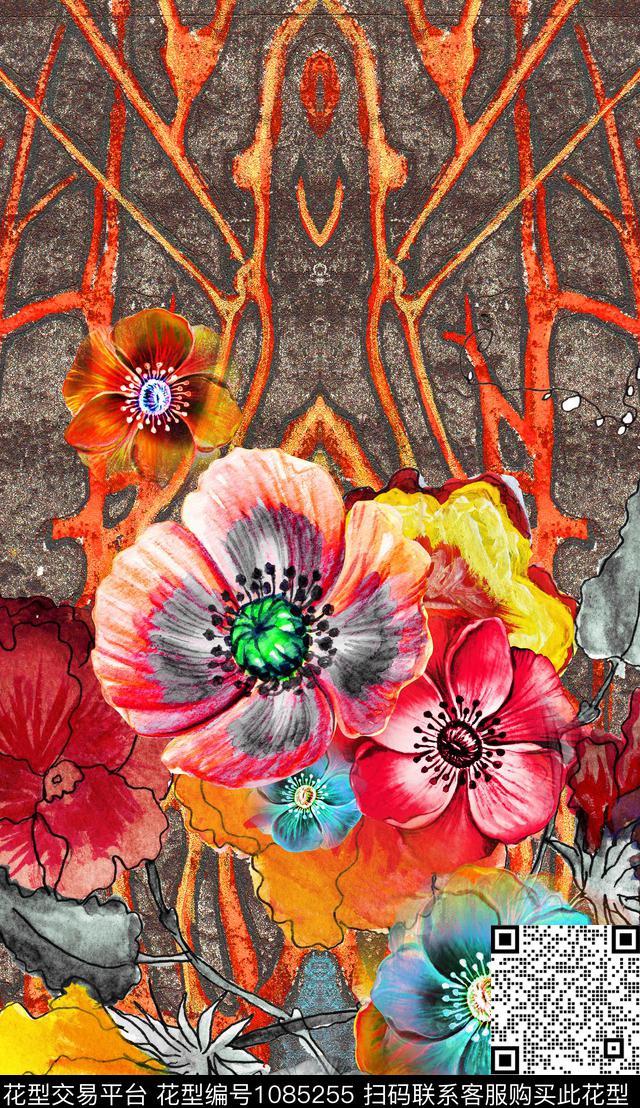 数码华亿平台花卉定位花数码印花华亿平台下载（图片编号: 1085255） - 瓦栏（Walan）