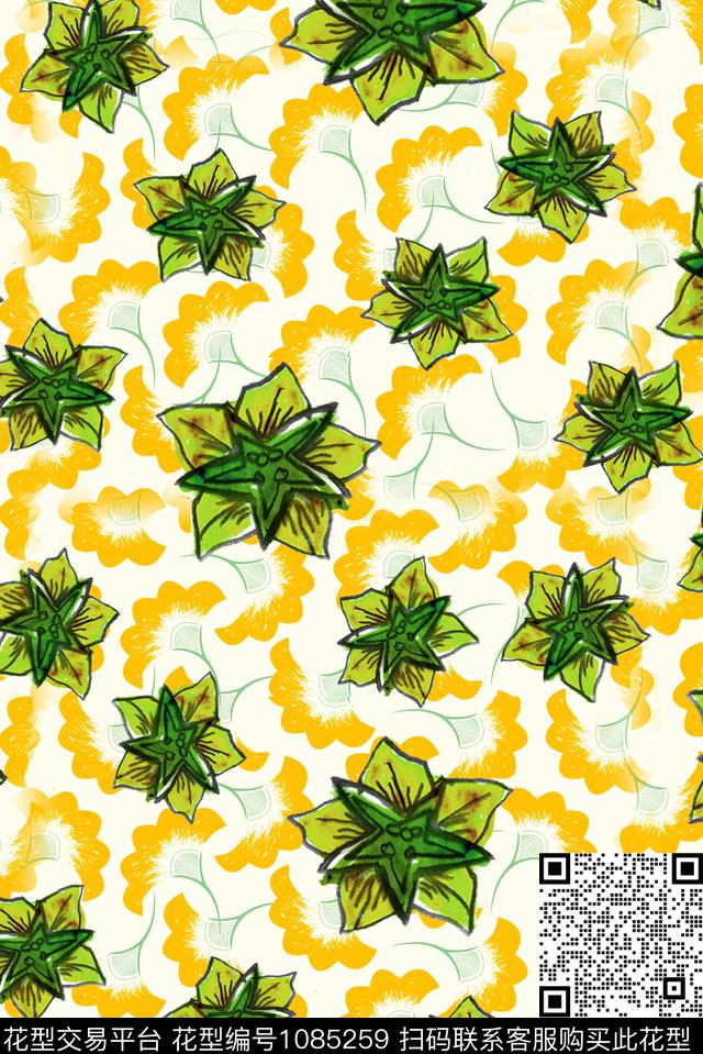清爽底花卉花卉大牌风传统印花华亿平台下载（图片编号: 1085259） - 瓦栏（Walan）