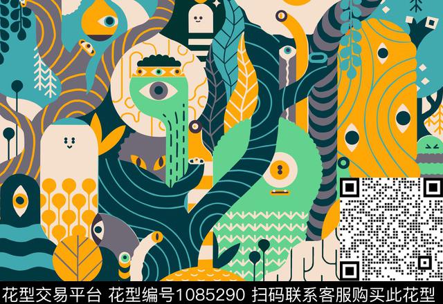 卡通动物儿童风卡通传统印花华亿平台下载（图片编号: 1085290） - 瓦栏（Walan）