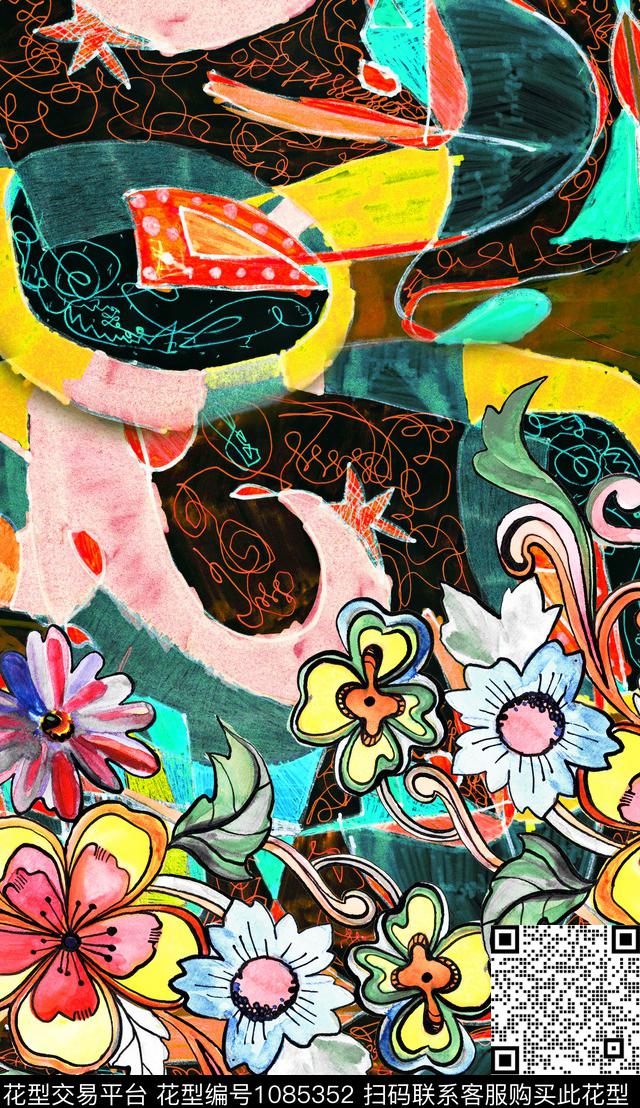 数码华亿平台民族风定位花数码印花华亿平台下载（图片编号: 1085352） - 瓦栏（Walan）
