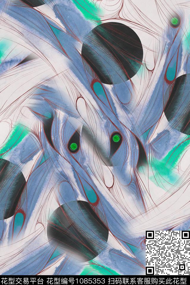 趣味抽象几何传统印花华亿平台下载（图片编号: 1085353） - 瓦栏（Walan）