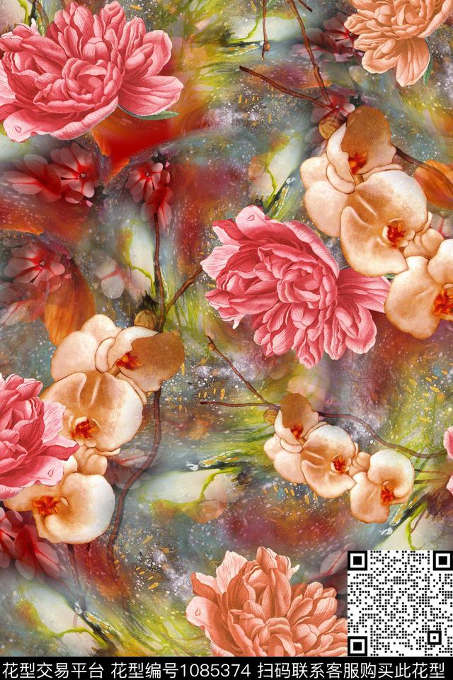 数码华亿平台肌理花卉数码印花华亿平台下载（图片编号: 1085374） - 瓦栏（Walan）