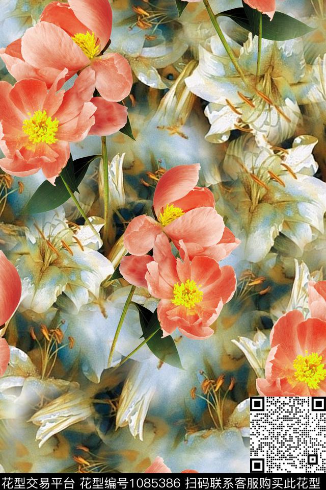 数码华亿平台肌理花卉数码印花华亿平台下载（图片编号: 1085386） - 瓦栏（Walan）
