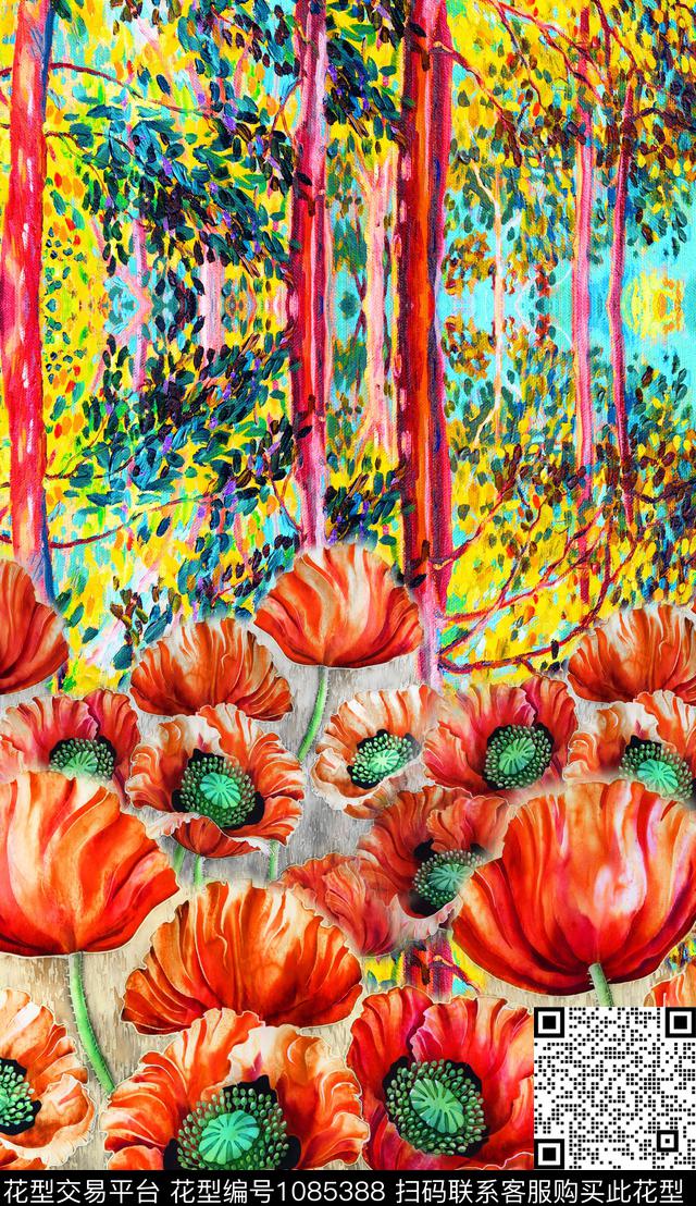 数码华亿平台花卉定位花数码印花华亿平台下载（图片编号: 1085388） - 瓦栏（Walan）