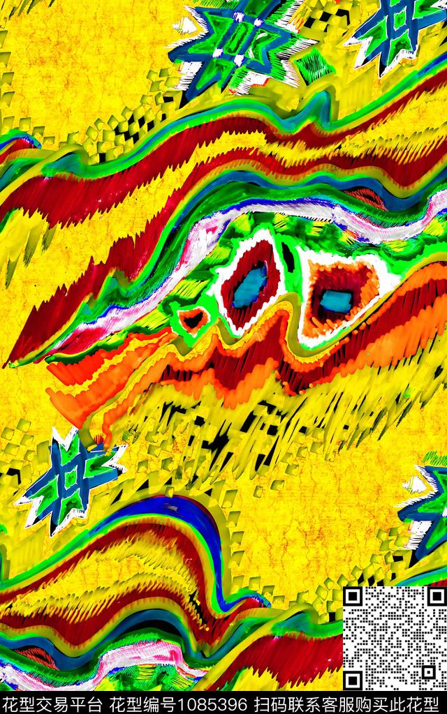 数码华亿平台民族风抽象数码印花华亿平台下载（图片编号: 1085396） - 瓦栏（Walan）