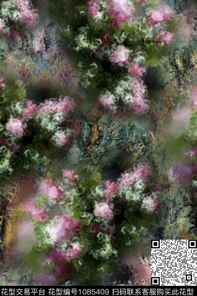 抽象花卉数码华亿平台肌理数码印花华亿平台下载（图片编号: 1085409） - 瓦栏（Walan）
