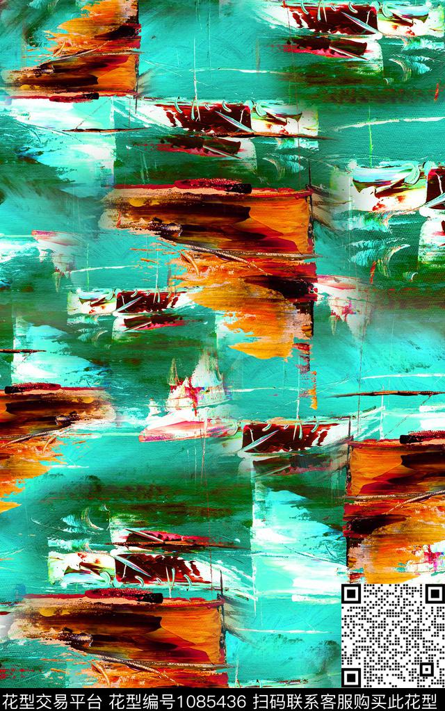肌理抽象笔触数码印花华亿平台下载（图片编号: 1085436） - 瓦栏（Walan）