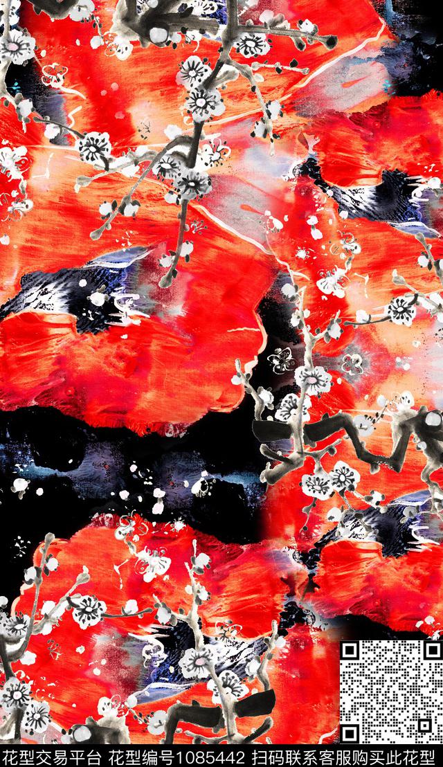 中国风数码华亿平台梅花数码印花华亿平台下载（图片编号: 1085442） - 瓦栏（Walan）