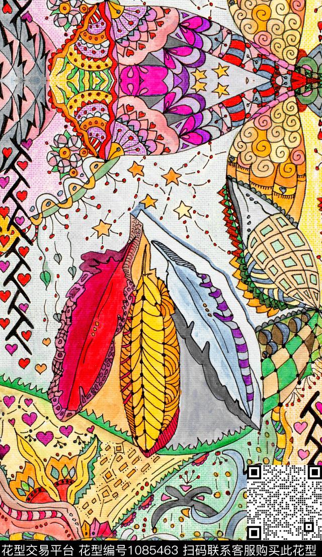 数码华亿平台民族风定位花数码印花华亿平台下载（图片编号: 1085463） - 瓦栏（Walan）