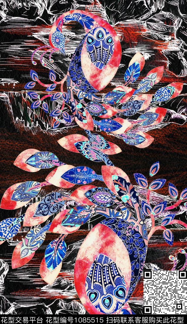 数码华亿平台民族风定位花数码印花华亿平台下载（图片编号: 1085515） - 瓦栏（Walan）