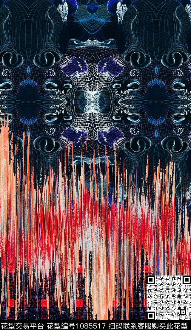 线条笔触几何数码印花华亿平台下载（图片编号: 1085517） - 瓦栏（Walan）