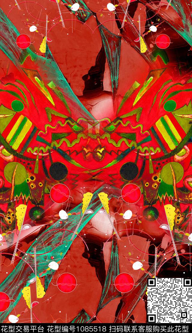 定位花笔触中老年数码印花华亿平台下载（图片编号: 1085518） - 瓦栏（Walan）