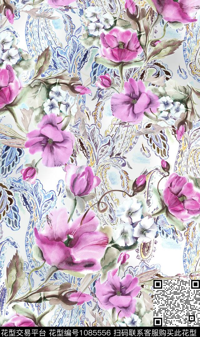 数码华亿平台花卉女装数码印花华亿平台下载（图片编号: 1085556） - 瓦栏（Walan）