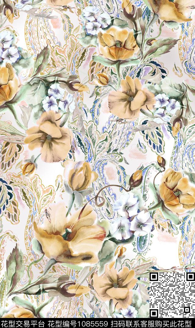 数码华亿平台花卉女装数码印花华亿平台下载（图片编号: 1085559） - 瓦栏（Walan）