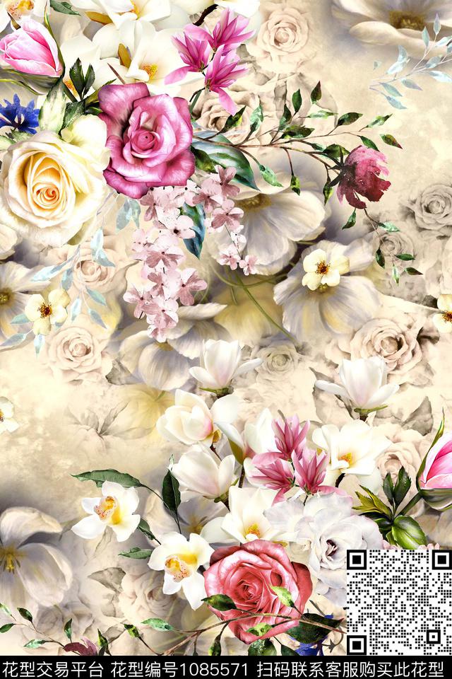数码华亿平台花卉女装数码印花华亿平台下载（图片编号: 1085571） - 瓦栏（Walan）