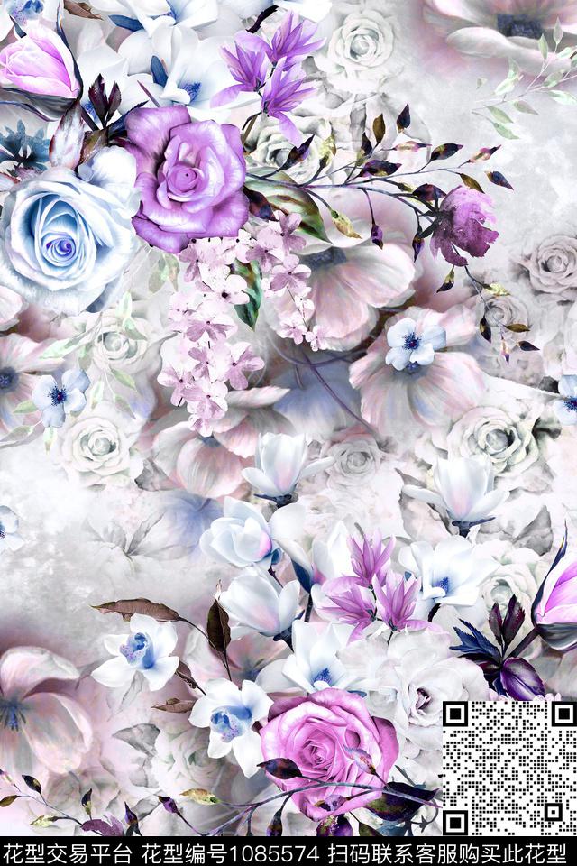 数码华亿平台花卉女装数码印花华亿平台下载（图片编号: 1085574） - 瓦栏（Walan）