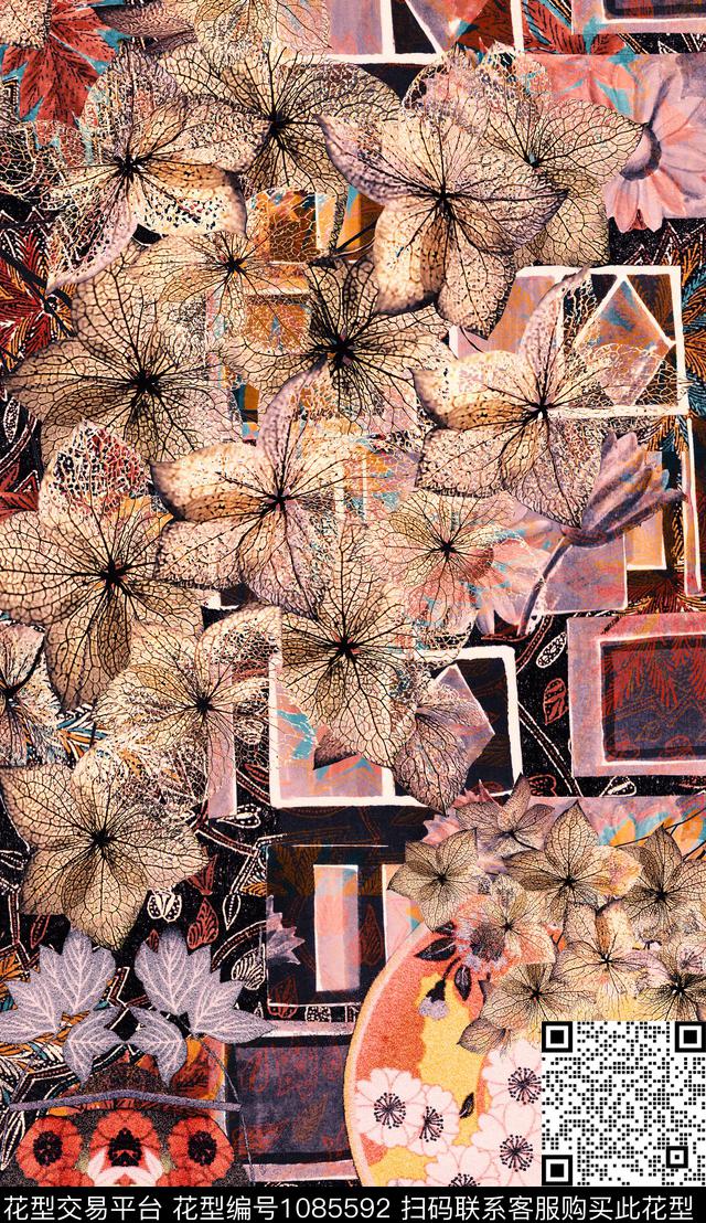 数码华亿平台民族风定位花数码印花华亿平台下载（图片编号: 1085592） - 瓦栏（Walan）
