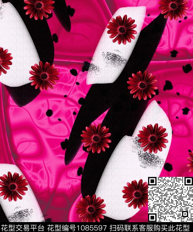 抽象花卉清爽底花卉数码印花华亿平台下载（图片编号: 1085597） - 瓦栏（Walan）