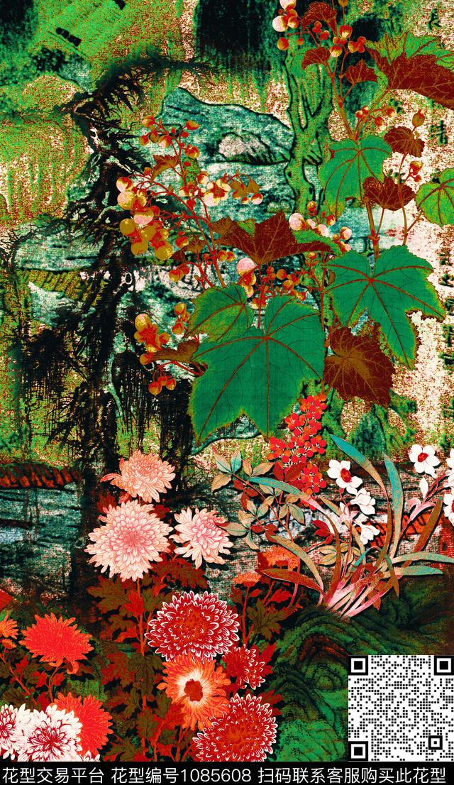 数码华亿平台民族风定位花数码印花华亿平台下载（图片编号: 1085608） - 瓦栏（Walan）