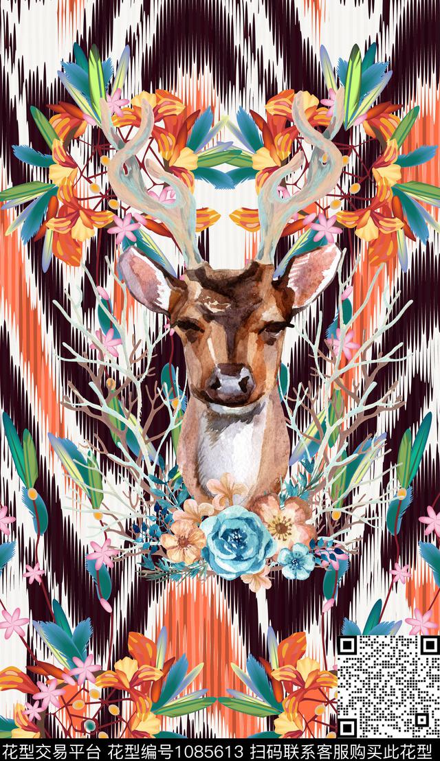 数码华亿平台民族风定位花数码印花华亿平台下载（图片编号: 1085613） - 瓦栏（Walan）