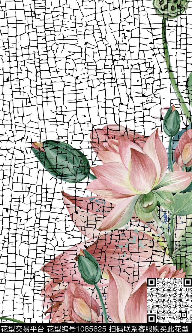 数码华亿平台定位花中国风数码印花华亿平台下载（图片编号: 1085625） - 瓦栏（Walan）