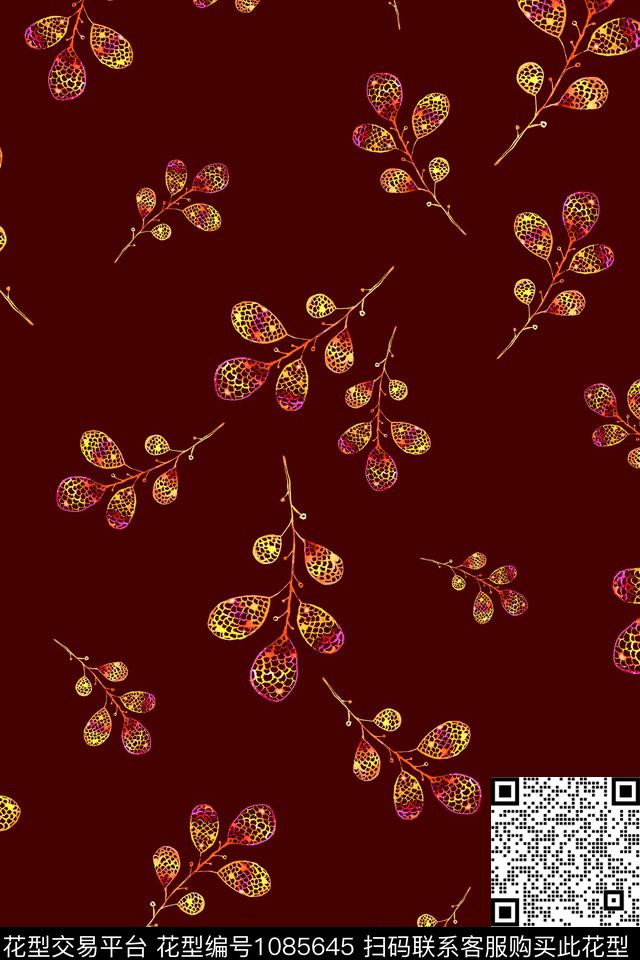 黑底花卉数码华亿平台民族风数码印花华亿平台下载（图片编号: 1085645） - 瓦栏（Walan）