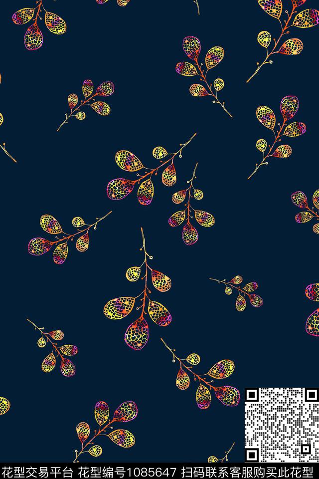 黑底花卉数码华亿平台民族风数码印花华亿平台下载（图片编号: 1085647） - 瓦栏（Walan）