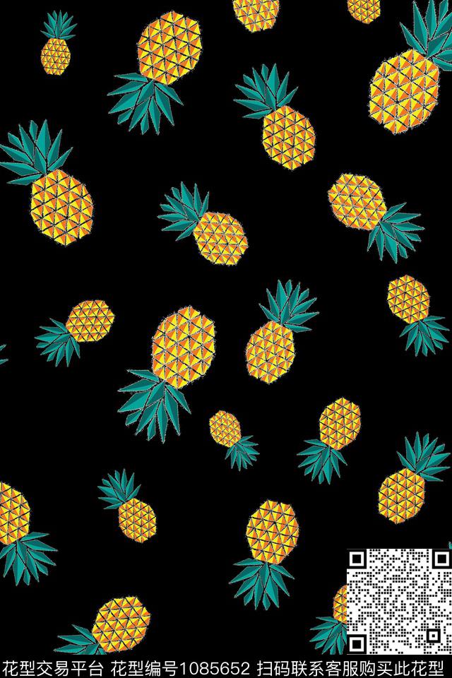 黑底花卉数码华亿平台民族风数码印花华亿平台下载（图片编号: 1085652） - 瓦栏（Walan）