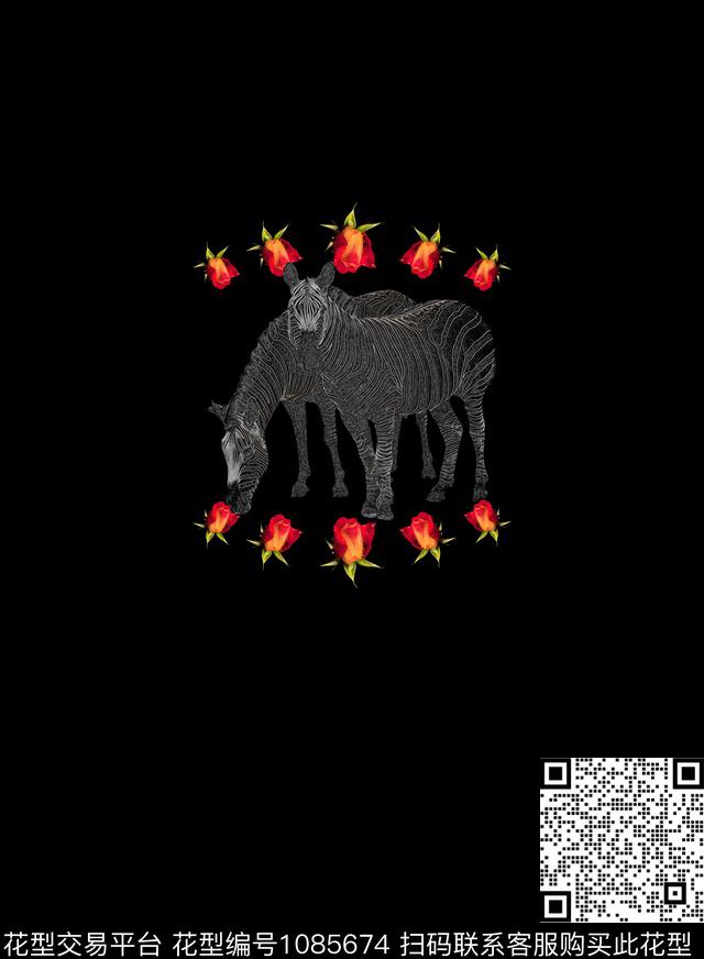 男装玫瑰花斑马数码印花华亿平台下载（图片编号: 1085674） - 瓦栏（Walan）