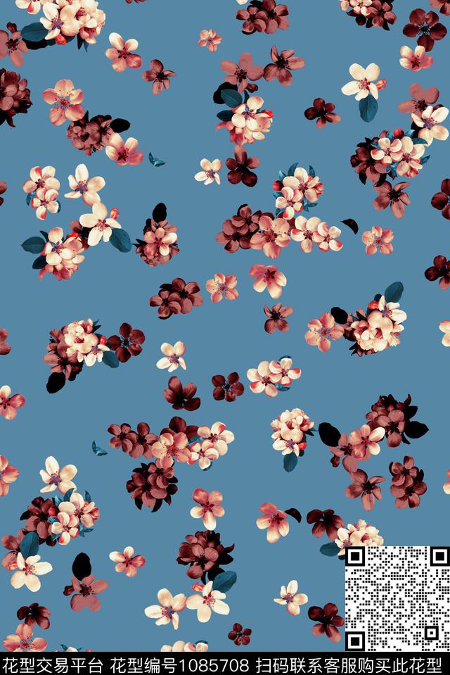 小碎花清晰清爽底花卉数码印花华亿平台下载（图片编号: 1085708） - 瓦栏（Walan）