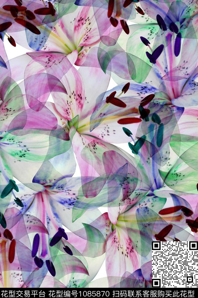 花卉女装年轻女性数码印花华亿平台下载（图片编号: 1085870） - 瓦栏（Walan）