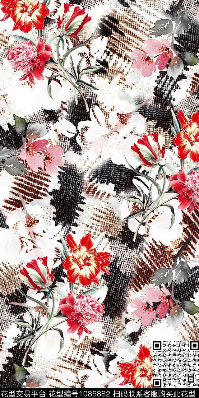 数码华亿平台花卉大牌风数码印花华亿平台下载（图片编号: 1085882） - 瓦栏（Walan）
