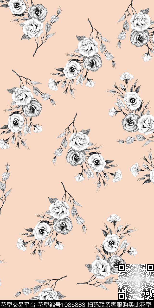 数码华亿平台花卉大牌风数码印花华亿平台下载（图片编号: 1085883） - 瓦栏（Walan）