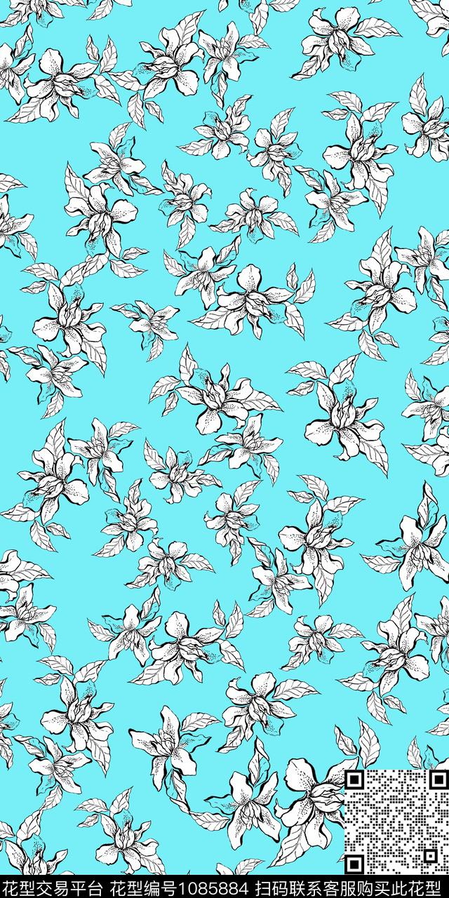 数码华亿平台花卉大牌风数码印花华亿平台下载（图片编号: 1085884） - 瓦栏（Walan）