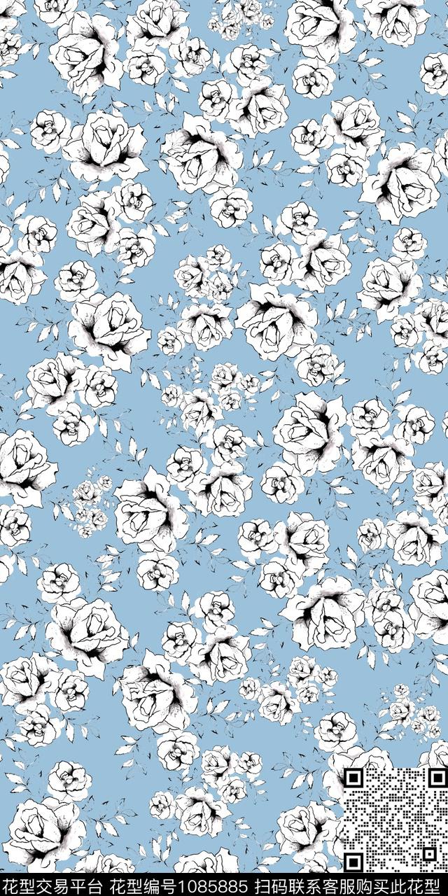 数码华亿平台花卉大牌风数码印花华亿平台下载（图片编号: 1085885） - 瓦栏（Walan）