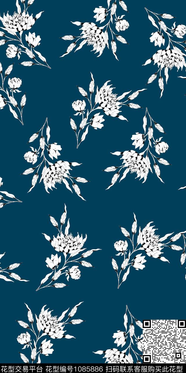 数码华亿平台花卉大牌风数码印花华亿平台下载（图片编号: 1085886） - 瓦栏（Walan）