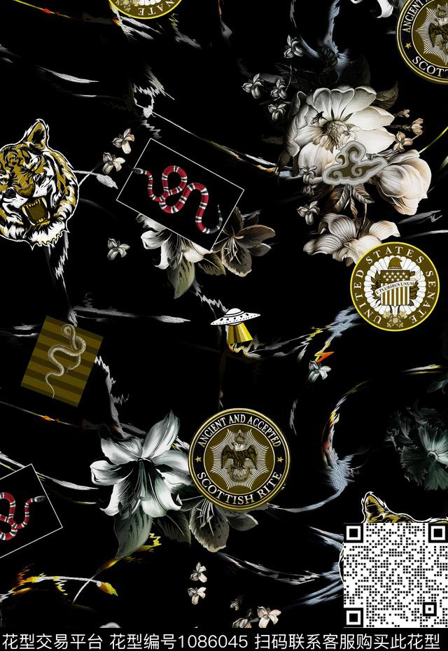 数码华亿平台抽象男装数码印花华亿平台下载（图片编号: 1086045） - 瓦栏（Walan）