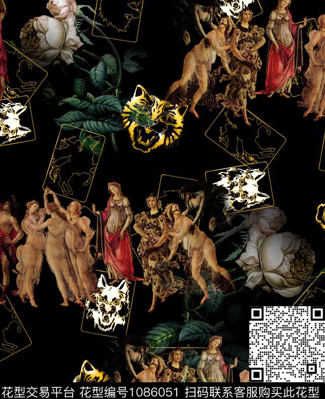 数码华亿平台花卉复古数码印花华亿平台下载（图片编号: 1086051） - 瓦栏（Walan）