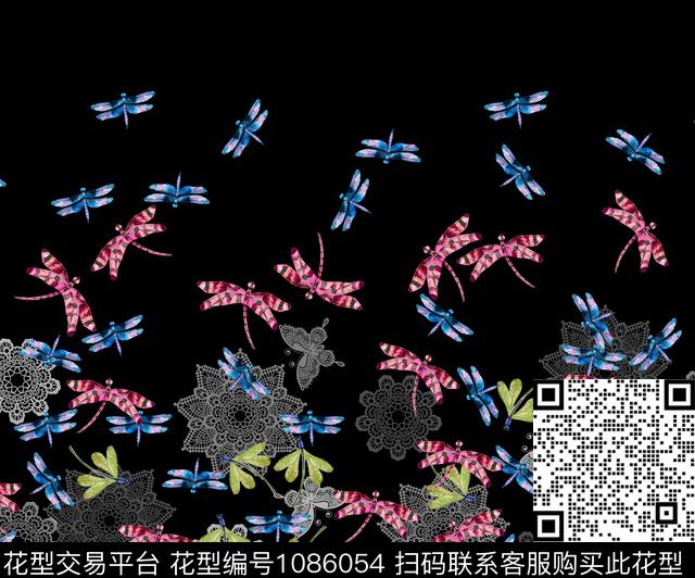 昆虫蜻蜓欧美数码印花华亿平台下载（图片编号: 1086054） - 瓦栏（Walan）